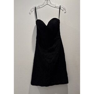 Kennedy Blue Size 2 Black Strapless Lace Dress Bridesmaid Button Back Wedding